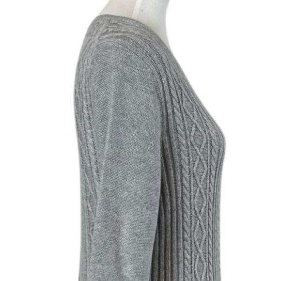 Talbots Sweater Peplum Crew Neck Cable Knit Light Gray Women’s Size Large - Picture 7 of 12